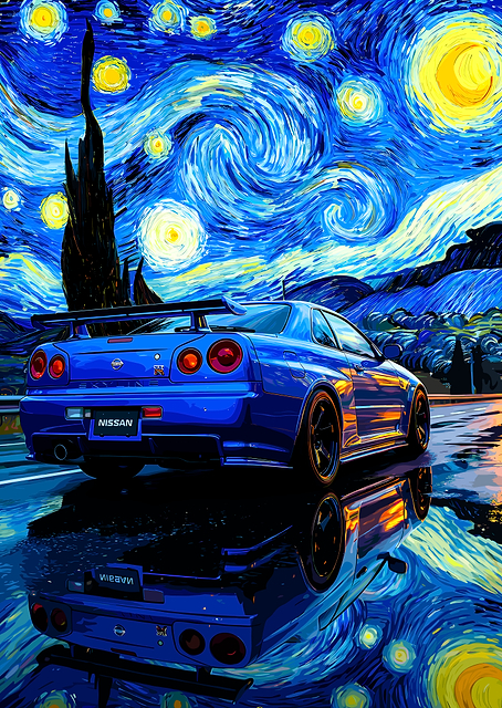 Nissan Skyline R34 Starry Night Painting / PLATINA