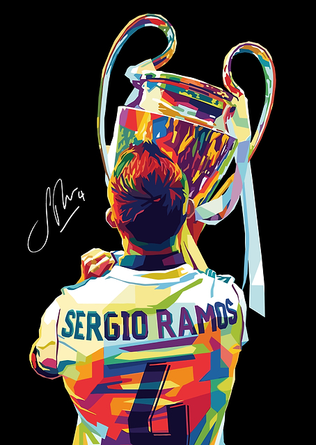 Sergio Ramos Champions League Trophy Art / PLATINA