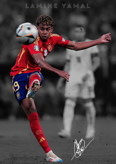 Lamine Yamal Soccer Player Action Shot / PLATINA