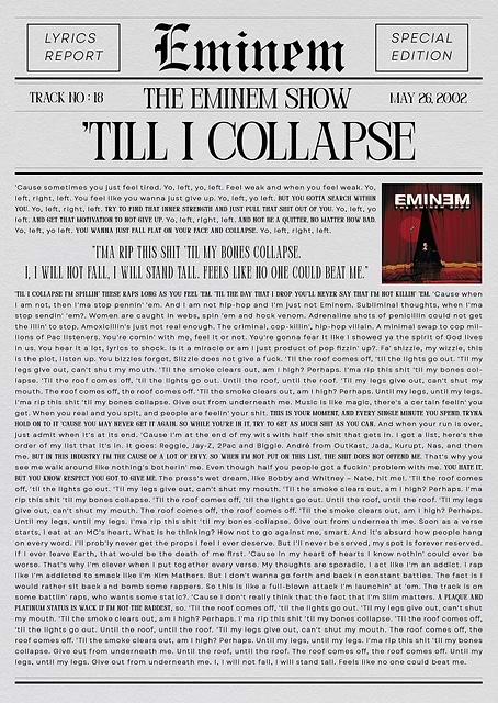 Eminem - 'Till I Collapse Lyrics / platina