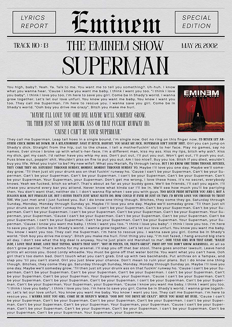 Eminem - The Eminem Show: Superman Lyrics / platina