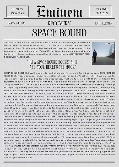 Eminem Space Bound Lyrics / platina
