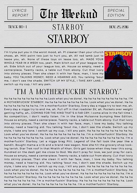 The Weeknd Starboy Newspaper / platina