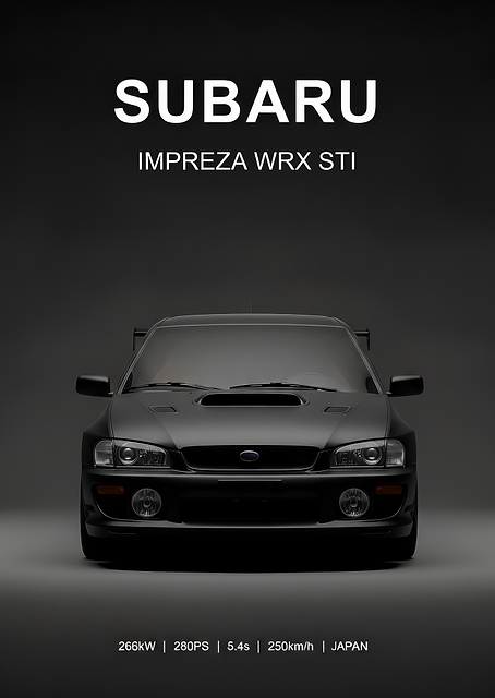 black Subaru Impreza WRX STI Poster / PLATINA