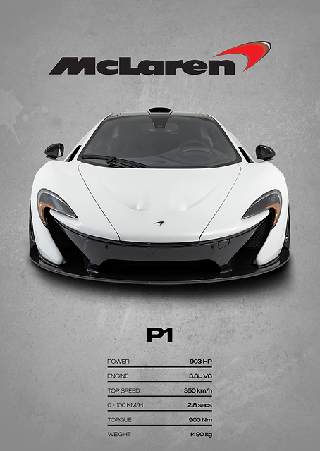 McLaren P1 Car Poster / PLATINA