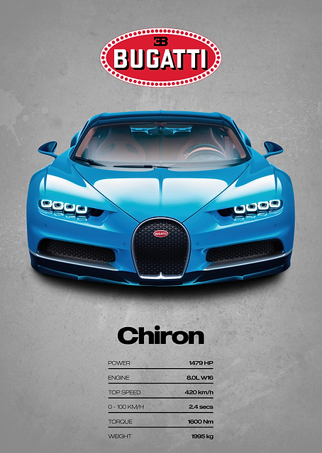 Bugatti Chiron car poster / PLATINA