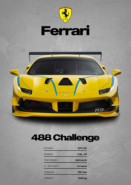 Ferrari 488 Challenge Poster / PLATINA