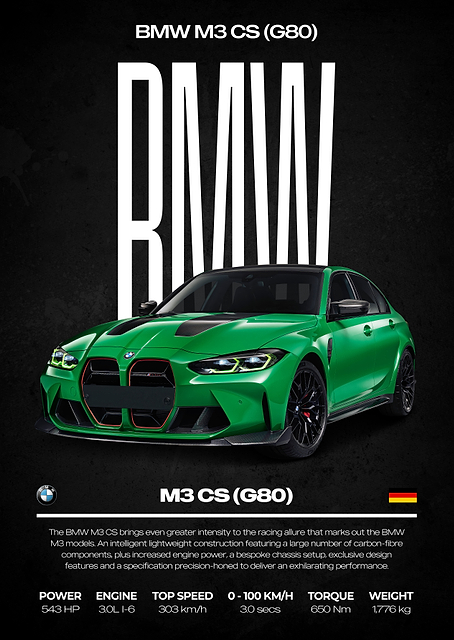 BMW M3 CS (G80) Poster / PLATINA