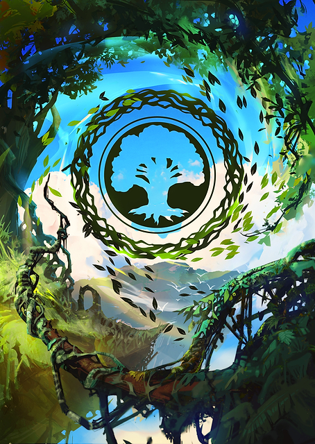 Green Mana Symbol Landscape / PLATINA