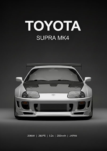 silver sport Toyota Supra MK4 Poster / PLATINA