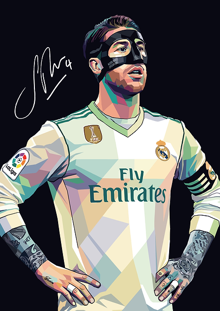 Sergio Ramos Pop Art Portrait / PLATINA