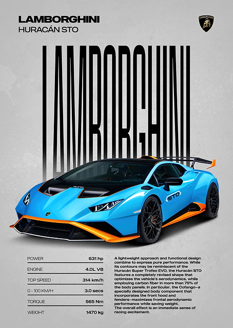 Lamborghini Huracán STO Poster / PLATINA