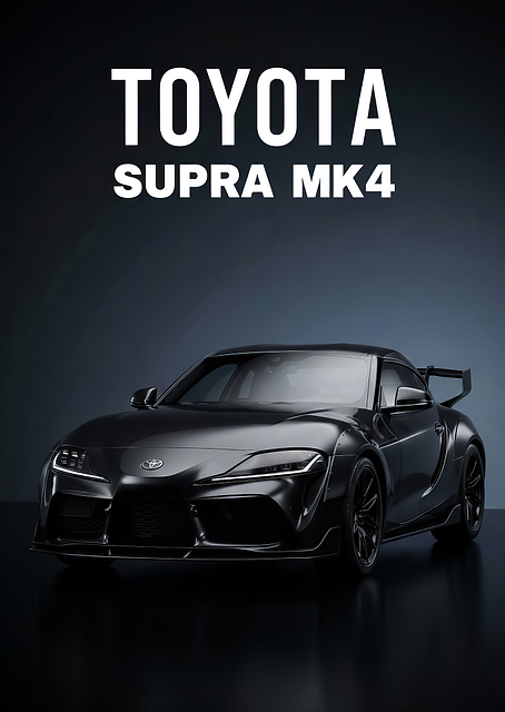 black Toyota Supra MK4 Car poster / PLATINA