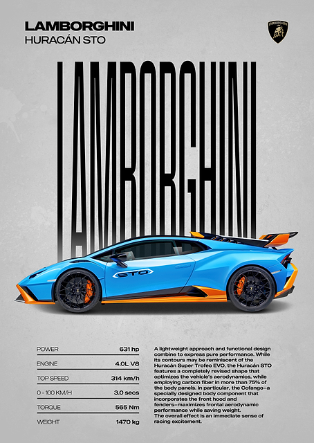 Lamborghini Huracán STO Poster / PLATINA