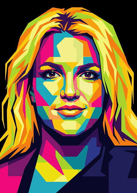 Colorful Pop Art Portrait of Britney Spears / platina