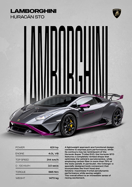 Lamborghini Huracán STO Poster / PLATINA