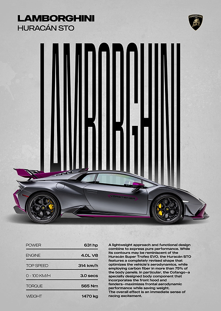 Lamborghini Huracán STO Poster / PLATINA