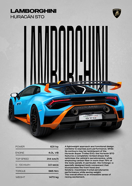 Lamborghini Huracán STO Poster / PLATINA