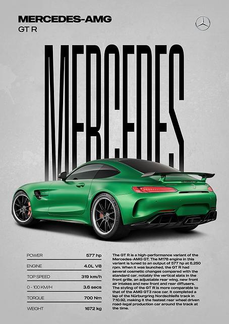 Mercedes-AMG GT R Car Poster / PLATINA