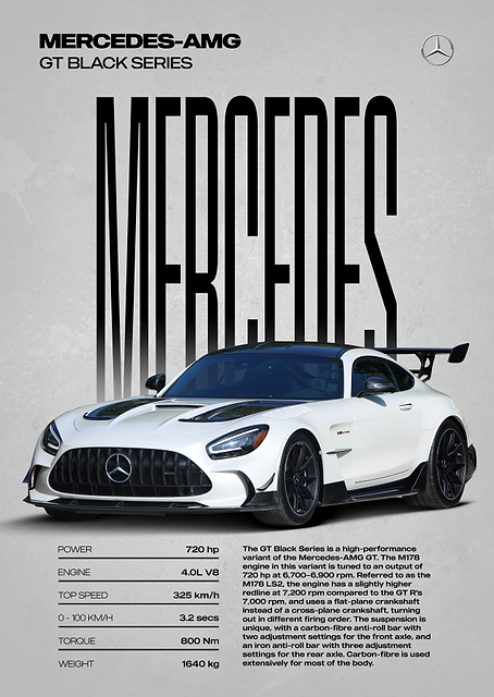 Mercedes-AMG GT Black Series Car Poster / PLATINA