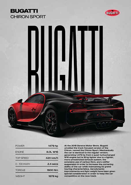 Bugatti Chiron Sport Poster / PLATINA