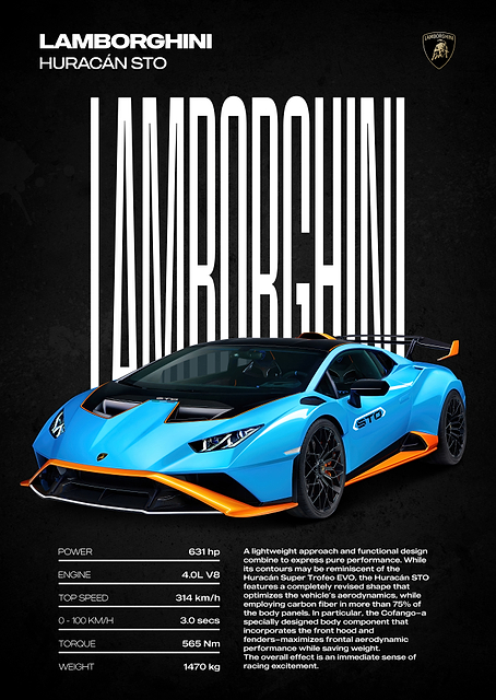 Lamborghini Huracán STO Poster / PLATINA