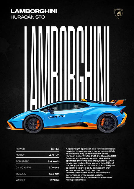 Lamborghini Huracán STO Poster / PLATINA