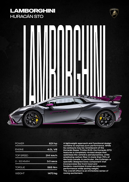 Lamborghini Huracán STO Poster / PLATINA