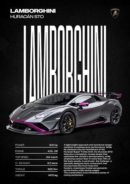 Lamborghini Huracán STO Poster / PLATINA