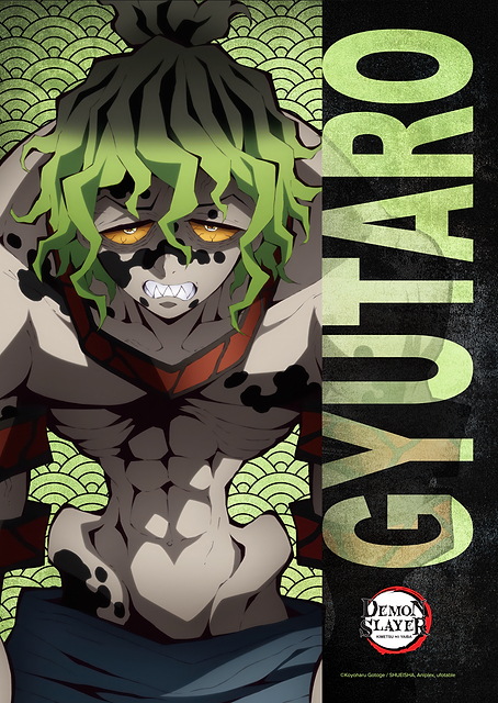 Demon Slayer: Gyutaro - Premium Metal Poster / platina