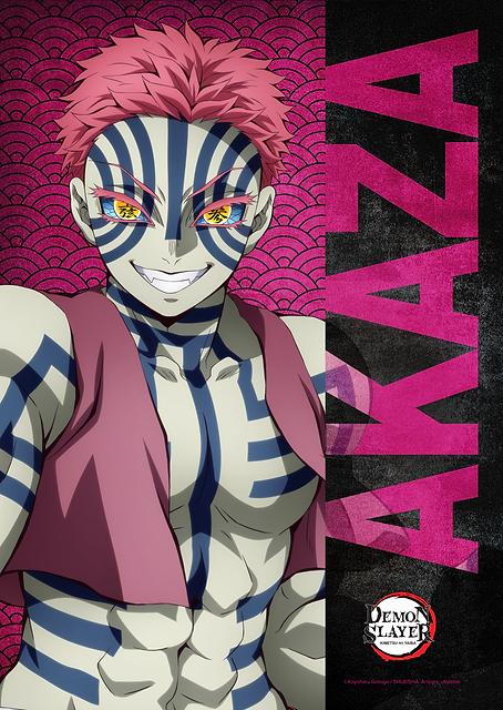 Demon Slayer: Akaza - Premium Metal Poster / platina