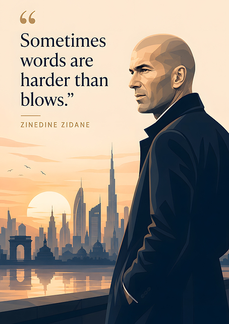 Zinedine Zidane Quote with Cityscape / PLATINA