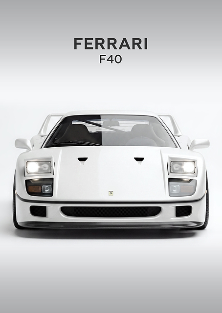White Ferrari F40 Front View / PLATINA