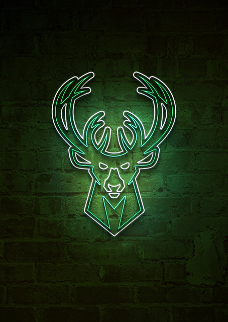 Milwaukee Bucks Fear the Deer Neon / PLATINA