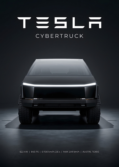Tesla Cybertruck Front View / PLATINA
