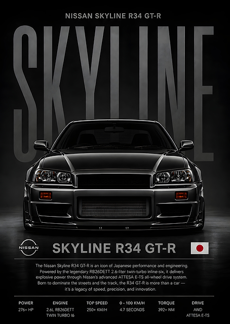 Nissan Skyline R34 GT-R Poster / PLATINA