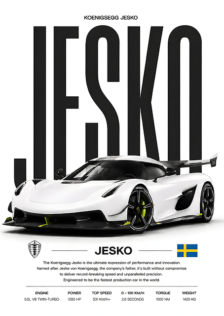 Koenigsegg Jesko Supercar Poster / PLATINA