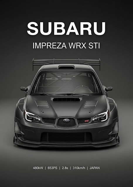 sleek black Subaru Impreza WRX STI Race Car / PLATINA