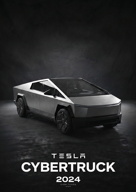 Tesla Cybertruck 2024 Poster / PLATINA