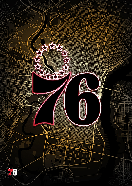 Philadelphia Map: 76ers Pride / PLATINA