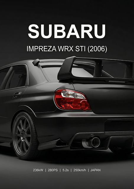 close up Subaru Impreza WRX STI 2006 Rear View / PLATINA