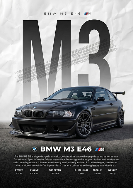 A striking bmw m3 e46 black car Poster / PLATINA