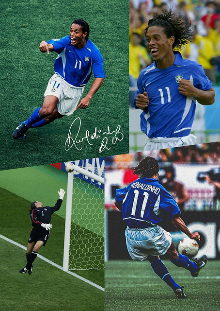 Ronaldinho in Brazil Soccer Jersey / PLATINA