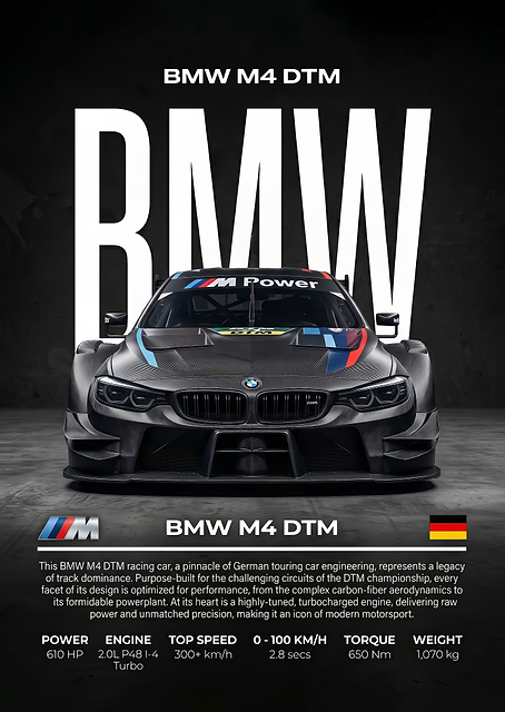 angry BMW m4 dtm race Car poster / PLATINA