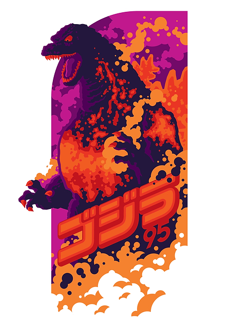 Burning Godzilla 1995 by Tom Whalen / PLATINA