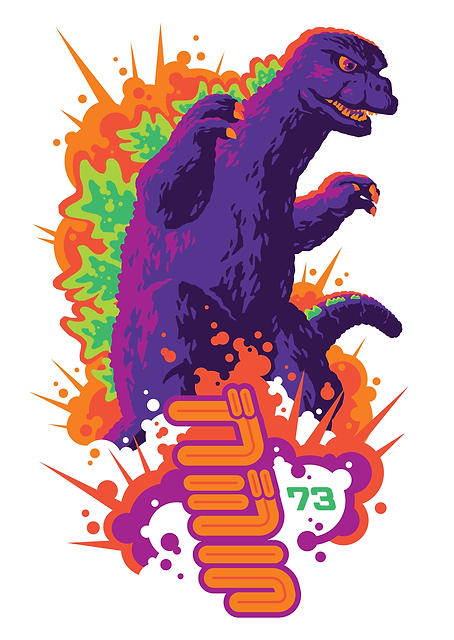 Retro Godzilla 1973 by Tom Whalen / PLATINA