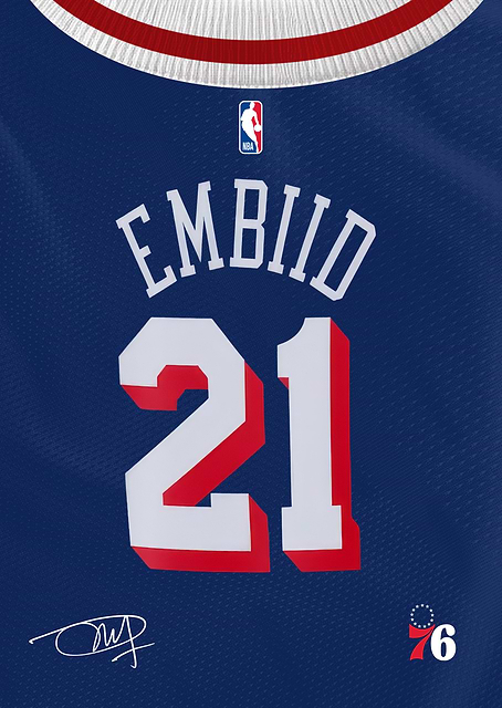 76ers Signature Jersey- Joel Embiid / PLATINA