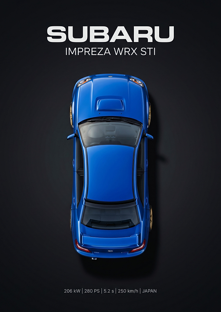 Subaru Impreza WRX STI Top View / PLATINA