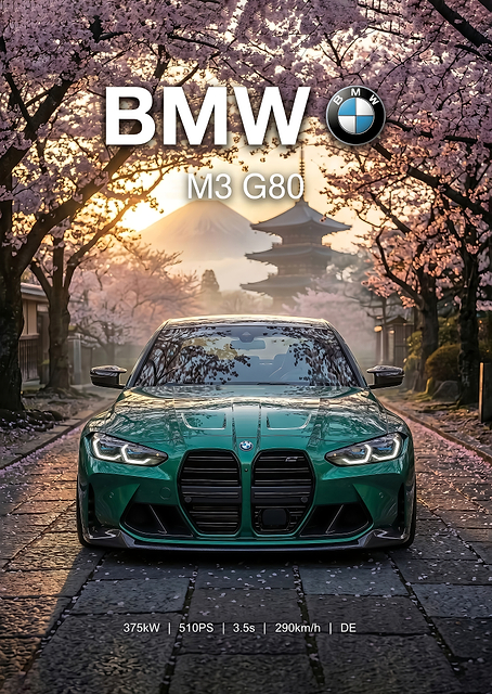 g80 BMW M3 in Japan car poster / PLATINA