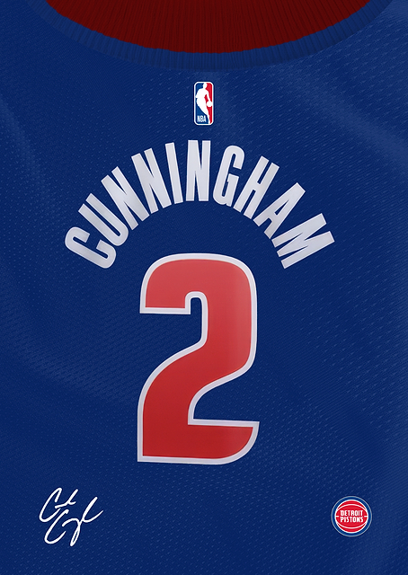 Pistons Signature Jersey- Cade Cunningham / PLATINA